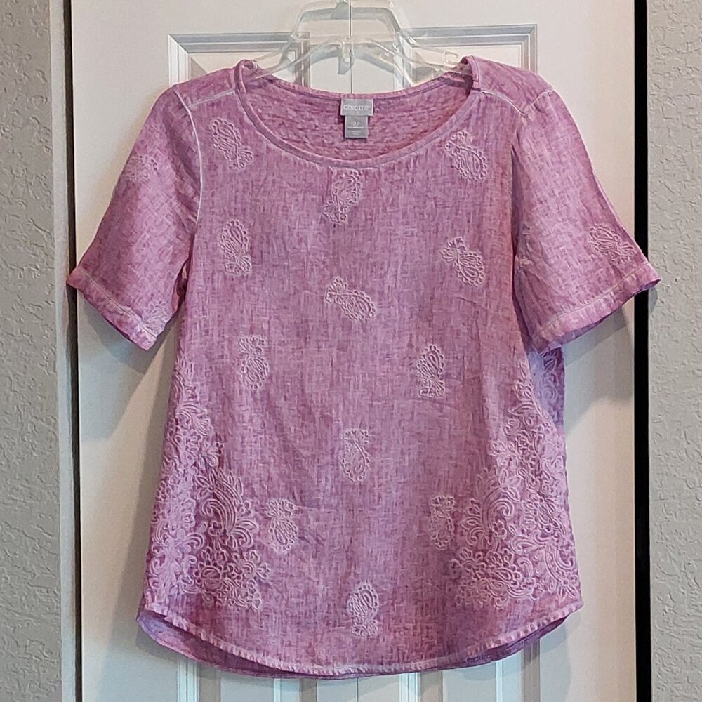 Chico's Lavender Purple Linen Blouse Women's Size 0P